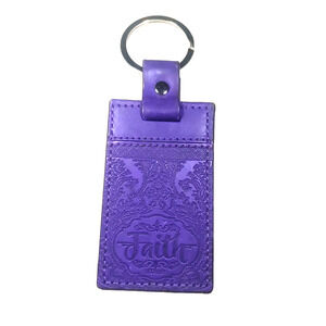 Purple Leather Faith Keychain Etched